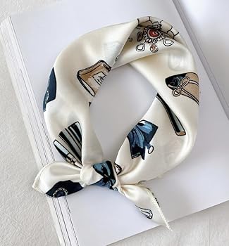 Hixixi 4 PCS 50s Satin Neck Scarf Dots Floral Striped Small